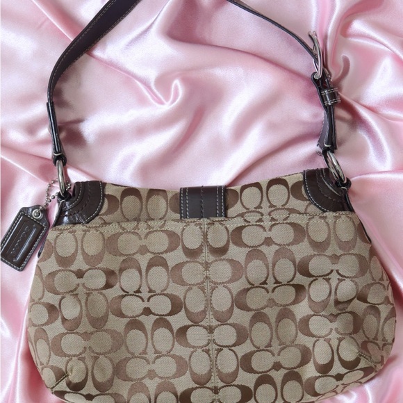 Vintage Coach Y2K SOHO Brown and Tan Signature Shoulder Bag - Picture 6 of 7